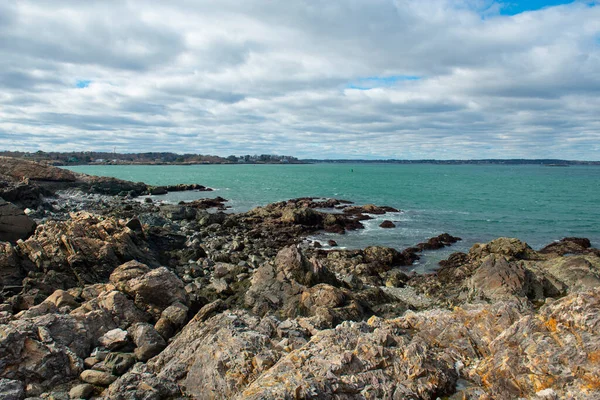 Felsige Küste Von Marblehead Neck Der Nähe Des Marblehead Leuchtturms — Stockfoto