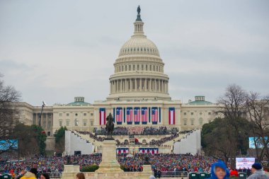 WASHINGTON, DC - 20 Ocak 2017: Amerika Birleşik Devletleri 'nin Washington DC' deki 45. Başkanı Donald Trump 'ın Başkanlık Açılışı.