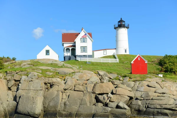 Cape Neddick Lighthouse Nubble Lighthouse Old York Village Maine — Foto de Stock