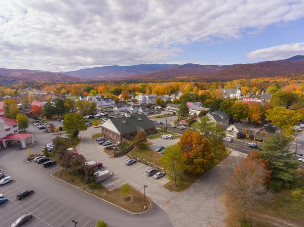 Lincoln Town Hall Main Street Kancamagus Highway Aerial View Fall — Stock Photo, Image