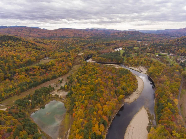 Pemigewasset River White Mountain National Forest Aerial View Fall Foliage — Stockfoto
