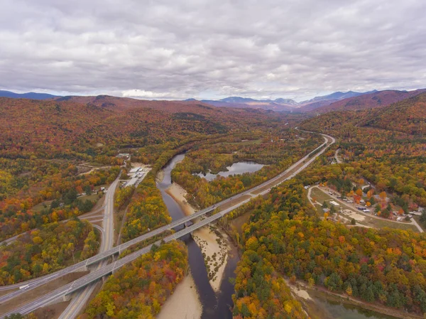 Interstate Highway Bij Afslag Met Route Pemigewasset River White Mountain — Stockfoto