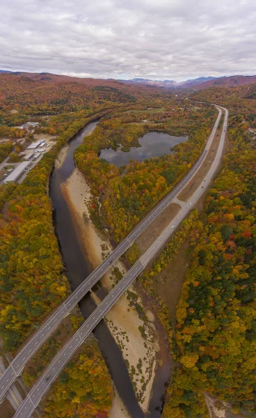 Interstate Highway Bij Afslag Met Route Pemigewasset River White Mountain — Stockfoto