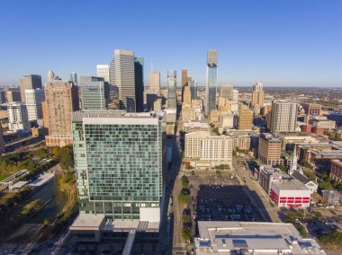 Houston şehir merkezindeki modern şehir hava manzarası Houston, Texas, TX, ABD.