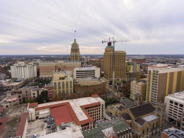 San Antonio şehir merkezinin gökyüzü manzarası Tower Life Building, San Antonio, Texas, TX, ABD.