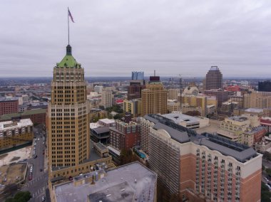 San Antonio şehir merkezinin gökyüzü manzarası Tower Life Building, San Antonio, Texas, TX, ABD.