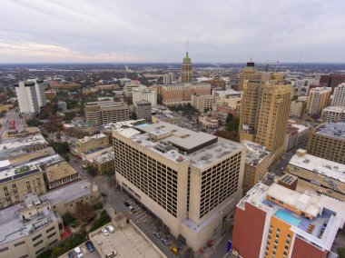 San Antonio şehir merkezinin gökyüzü manzarası Tower Life Building, San Antonio, Texas, TX, ABD.