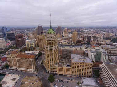 San Antonio şehir merkezinin gökyüzü manzarası Tower Life Building, San Antonio, Texas, TX, ABD.