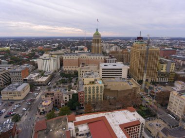 San Antonio şehir merkezinin gökyüzü manzarası Tower Life Building, San Antonio, Texas, TX, ABD.