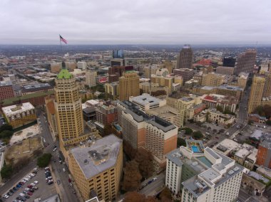San Antonio şehir merkezinin gökyüzü manzarası Tower Life Building, San Antonio, Texas, TX, ABD.