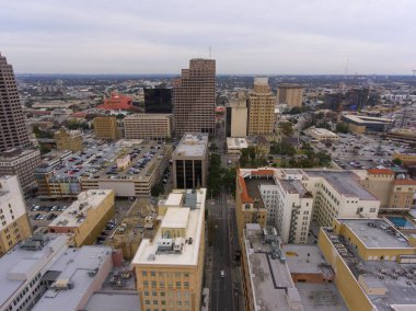 San Antonio, Texas, TX, ABD 'deki şehir merkezindeki hava görüntüsü..