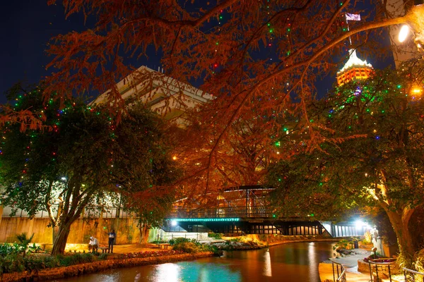 San Antonio River Walk near S Presa St in downtown San Antonio, Texas, USA.