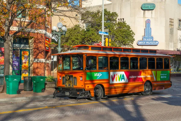 San Antonio Reisebus Route 301 Viva Centro Alamo Plaza Der — Stockfoto