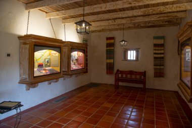 Ziyaretçi merkezi ve müze San Juan Capistrano Misyonu, San Antonio, Teksas, ABD. Misyon, San Antonio Misyonları UNESCO Dünya Mirası Alanının bir parçası..