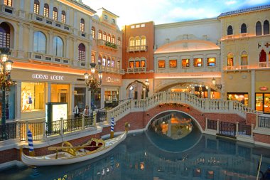 Las Vegas Bulvarı 'ndaki Venedik Resort' taki Büyük Kanal Alışveriş Merkezi, Nevada NV, ABD.