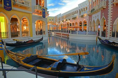 Las Vegas Bulvarı 'ndaki Venedik Resort' taki Büyük Kanal Alışveriş Merkezi, Nevada NV, ABD.