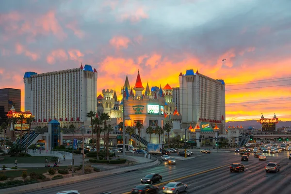 Excalibur Hotel Casino Tramonto Sulla Las Vegas Strip Las Vegas — Foto Stock