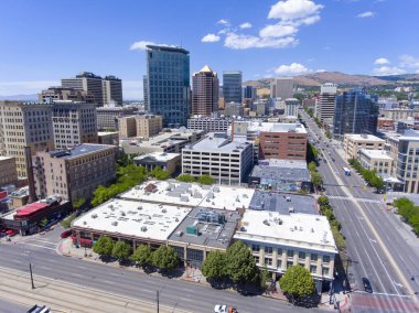 Salt Lake City 'nin Utah, ABD' deki Salt Lake City 'deki havadan görüntüsü..