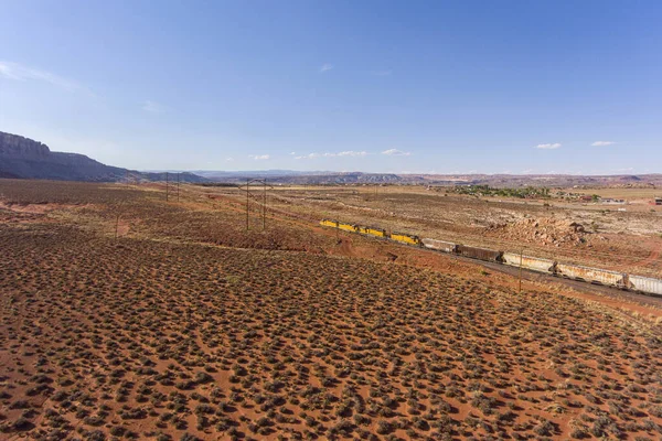 Vrachttrein Spoorweg Luchtfoto Nabij Arches National Park Moab Utah Verenigde — Stockfoto