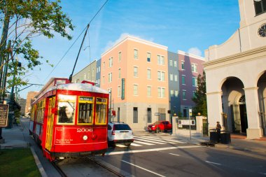 RTA antika tramvay Rampartcaddesi. Claude Line Route 49 Kuzey Rampart Caddesi, New Orleans, Louisiana, ABD.