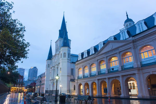 St. Louis Cathedral and Louisiana State Museum at French Quarter in New Orleans, Louisiana, USA.