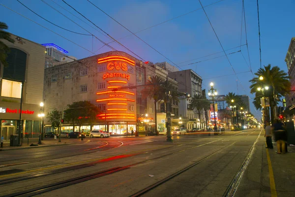 Canal Street Carondelet Street Mattina Presto Nel Centro New Orleans — Foto Stock