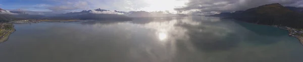 Aerial View Resurrection Bay Panorama Fall Seward Kenai Peninsula Alaska — Stock Photo, Image