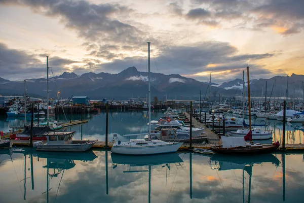 Seward Boat Harbor Nábřeží Podzim Seward Kenai Peninsula Aljaška Usa — Stock fotografie