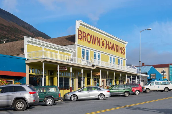 Washington Caddesi, Seward, Kenai Yarımadası, Alaska, ABD yakınlarındaki Seward şehir merkezindeki tarihi binalar. Seward, Kenai Fjord NP yakınlarında..