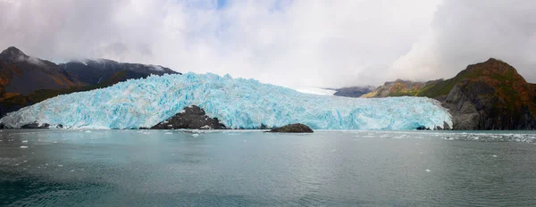 Aialik Glacier Panoráma Aialik Öbölben Kenai Fjords Nemzeti Parkban 2019 — Stock Fotó