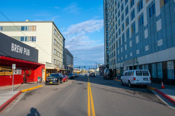 Edificios Históricos 3Rd Avenue Street Centro Anchorage Alaska —  Fotos de Stock