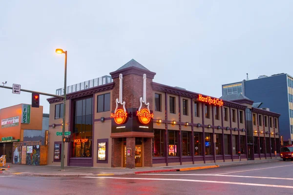 Hard Rock Cafe Morgonen 4Th Avenue Street Historiska Centrum Anchorage — Stockfoto