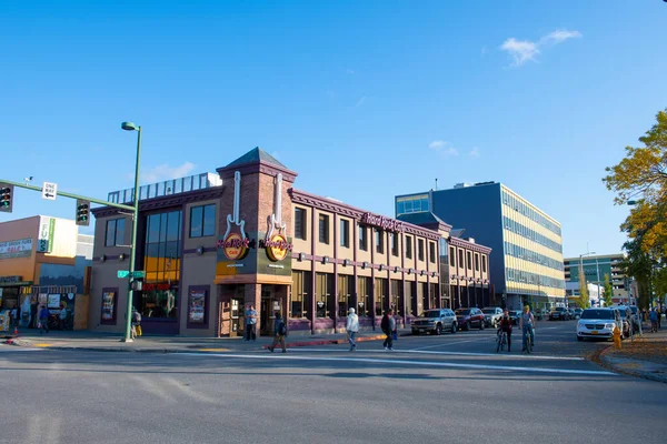 Hard Rock Café 4Th Avenue Street Centro Histórico Anchorage Alaska —  Fotos de Stock