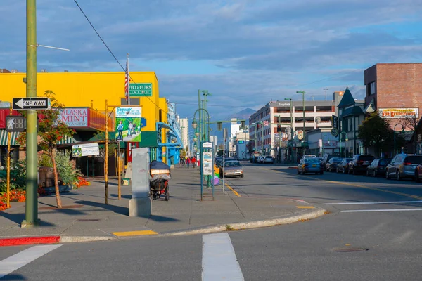 Edifícios Históricos 4Th Avenue Entre Street Street Centro Anchorage Alasca — Fotografia de Stock