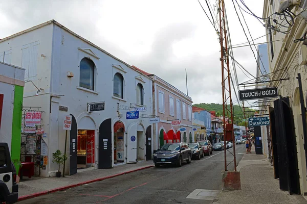 Edificio Histórico Dronningens Gade Cerca Palm Pasg Centro Charlotte Amalie —  Fotos de Stock