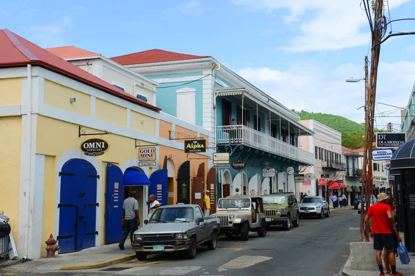 Dronningens Gade Główna Ulica Historycznego Centrum Charlotte Amalie Wyspie Saint — Zdjęcie stockowe