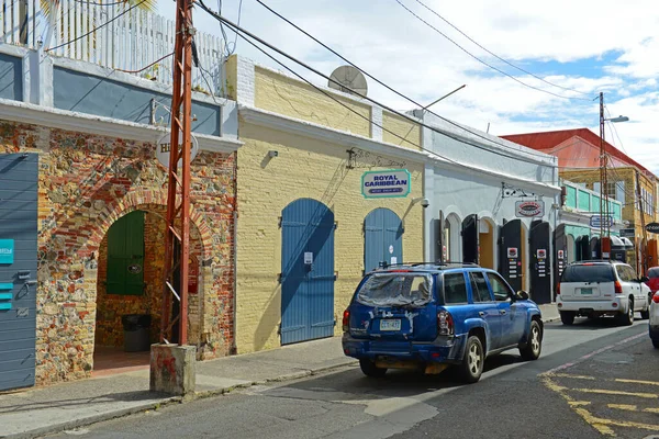 Historical Building Dronningens Gade Raadets Gade Downtown Charlotte Amalie Saint — 스톡 사진