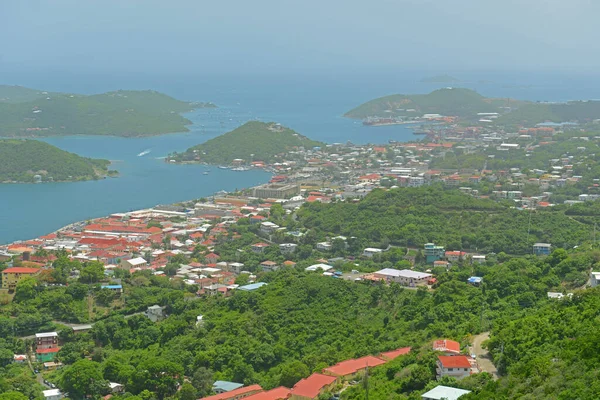 Town Charlotte Amalie Long Bay Air View Saint Thomas Island — стокове фото