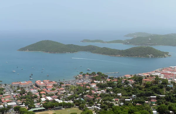 Town Charlotte Amalie Long Bay Hassel Island Air View Saint — стокове фото