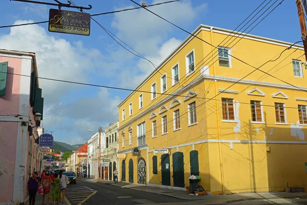 Edificio Histórico Dronningens Gade Palm Pasg Centro Charlotte Amalie Saint — Foto de Stock