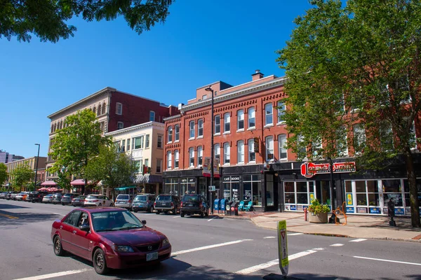 Historische Bedrijfsgebouwen Elm Street Nabij Merrimack Street Het Centrum Van — Stockfoto