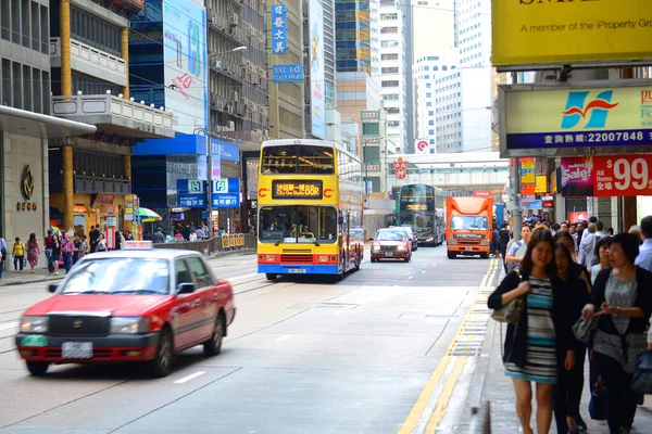 Hong Kong Dubbele Dek Bussen Des Voeux Road Central Het — Stockfoto