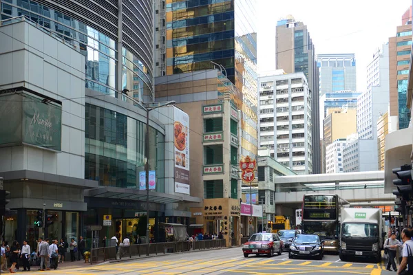 Hong Kong Des Voeux Road Central Ligt Het Centrum Van — Stockfoto