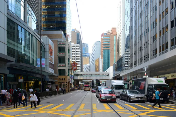 Hong Kong Des Voeux Road Central Ligt Het Centrum Van — Stockfoto