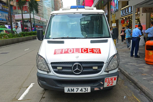 Αστυνομικό Όχημα Του Χονγκ Κονγκ Υπηρεσία Στην Οδό Nathan Road — Φωτογραφία Αρχείου