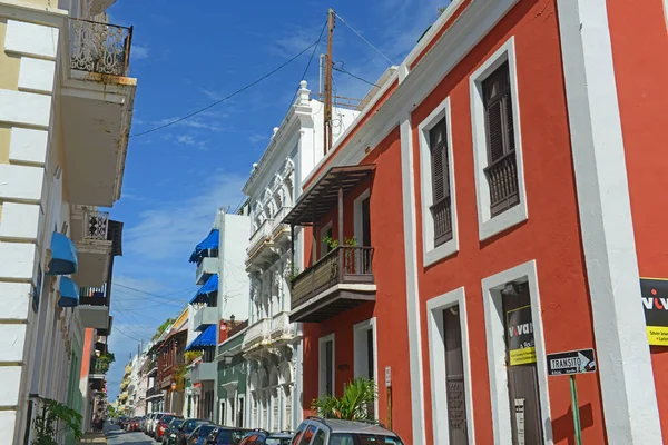 Edifício Histórico Calle Del Sol Calle Del Cristo Old San — Fotografia de Stock