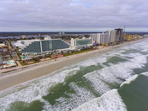 Daytona Beach Hilton Vista Aerea Sull Oceano Una Giornata Nuvolosa — Foto Stock