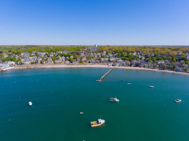 Boston, Massachusetts MA, ABD yakınlarındaki Swampscott kasabasında Balıkçılar Plajı hava manzarası. 