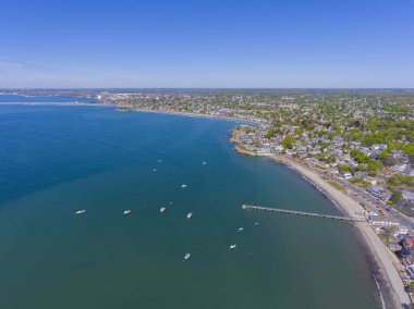 Boston, Massachusetts MA, ABD yakınlarındaki Swampscott kasabasında Balıkçılar Plajı hava manzarası. 