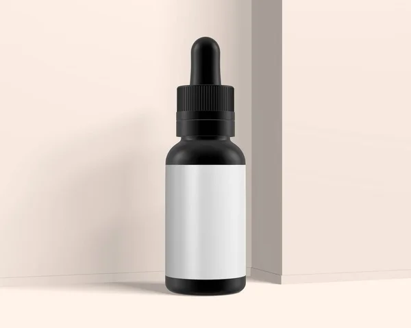 Realistic 3D Eye Dropper Bottle Mock Up Template on White Background.3D Rendering,3D Illustration.Copy Space